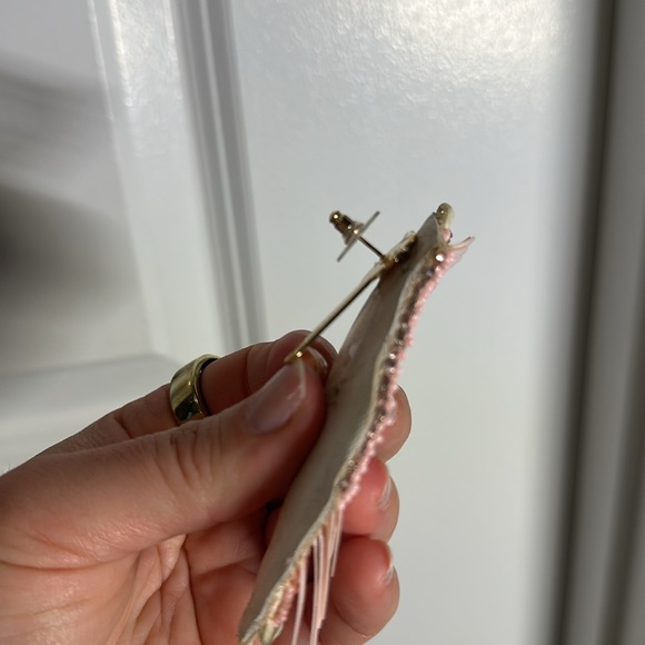 Mignonne Gavigan Madeline Earrings pink/white raffia - Picture 2 of 3